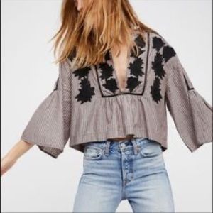 Free people deep v tunic top